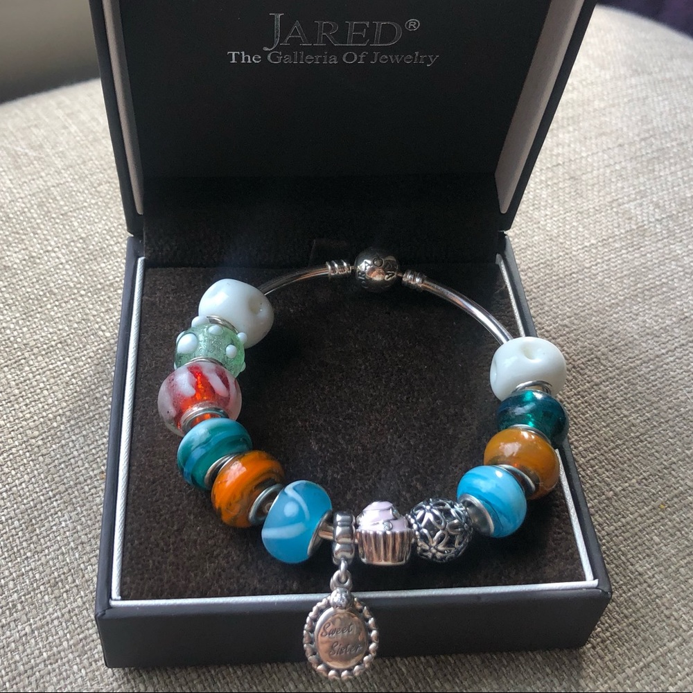 Authentic Pandora Bangle Bracelet w/ 13 Charms Jewelry